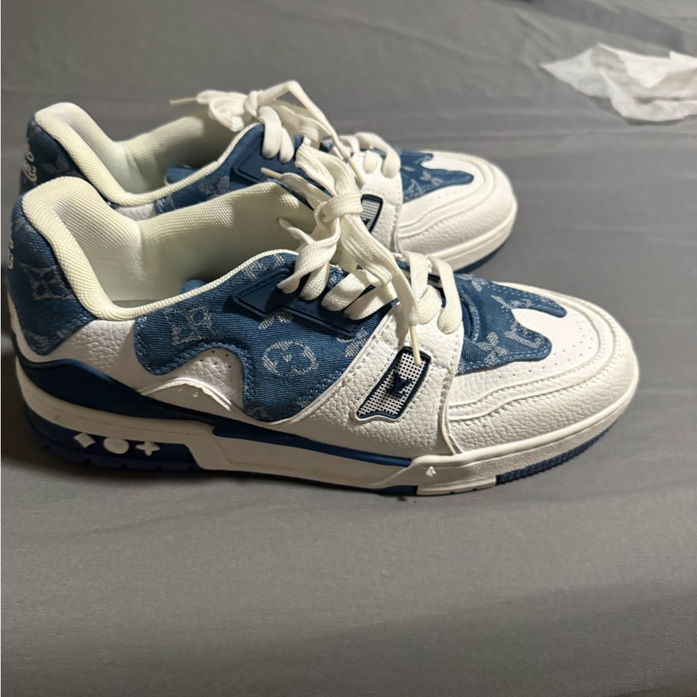 Louis Vuitton Denim Blue and White Sneakers - Picture 2 of 4